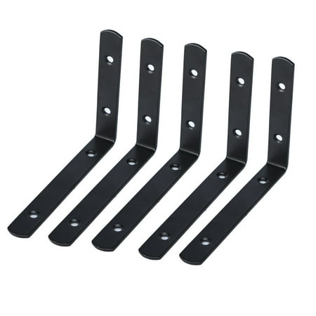 Metal Corner Braces For Wood 150x110mm Angle Bracket Metal Black Right Angle Brackets Corner Braces Support with Screws, 5pcs ()