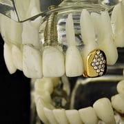 14K Gold Plated Diamond-Shape One Tooth Grillz Cap 1 Single Hip Hop Grill Slug