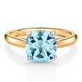 thumbnail image 2 of Gem Stone King 10K Yellow and White Gold Sky Blue Topaz Soitaire Engagement Ring for Women (2.80 Cttw, Cushion 8MM, Gemstone November Birthstone, Available in Size 5, 6, 7, 8, 9), 2 of 4