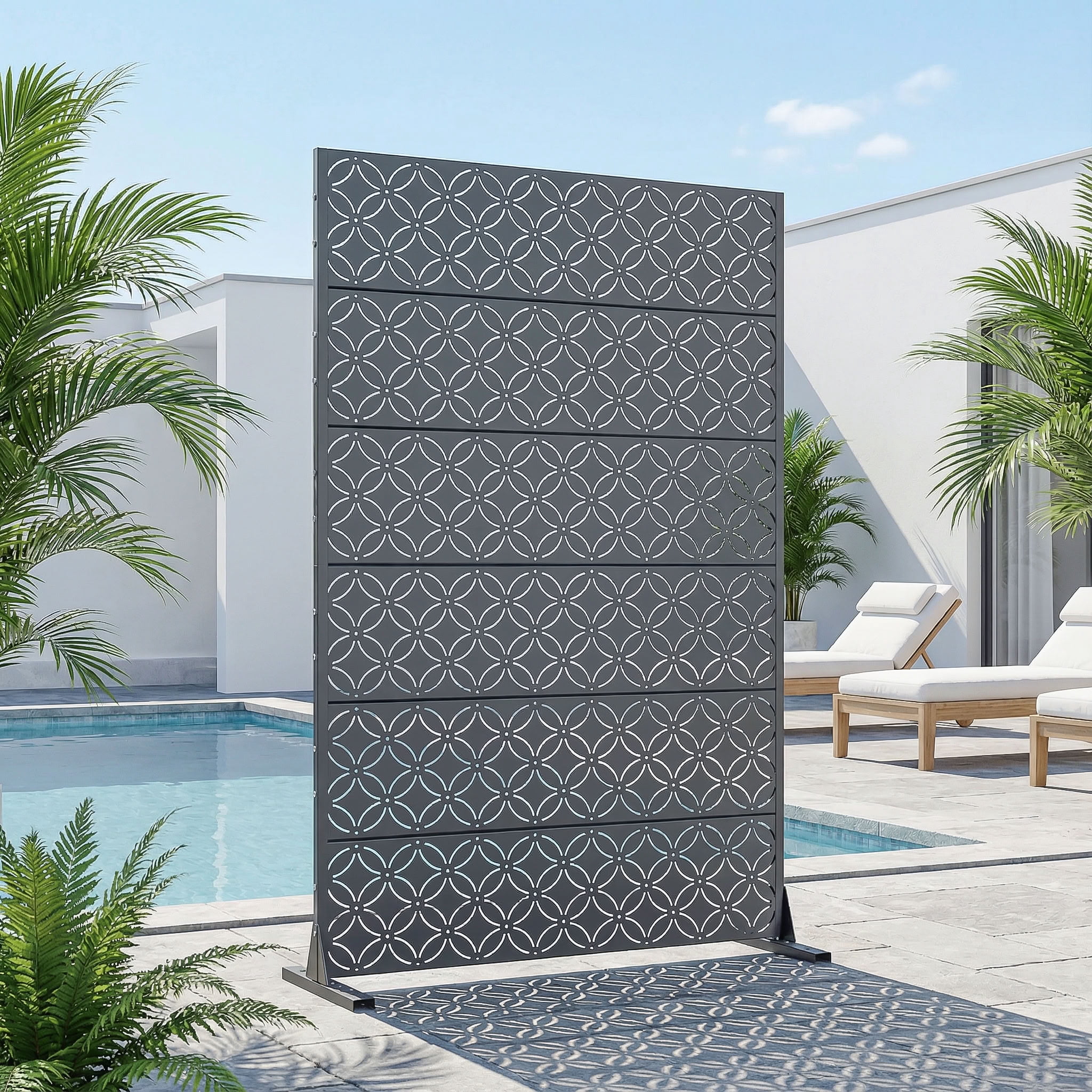 MAYEERTY 72*47in Outdoor Privacy Screen, Poolside Metal Privacy Fence, Privacy Panel for Patio, Balcony, Backyard, Garden