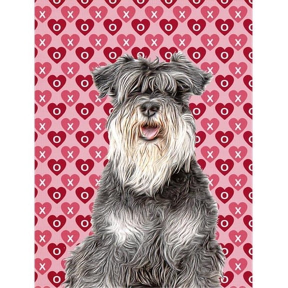 Hearts Love and Valentines Day Schnauzer Flag Canvas House Size