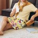 thumbnail image 5 of Balery Beautiful Bright Birds And Flowers Pantalones cortos de pijama de punto de algodón para hombre con cinturilla y bolsillos-3X-Large, 5 of 6