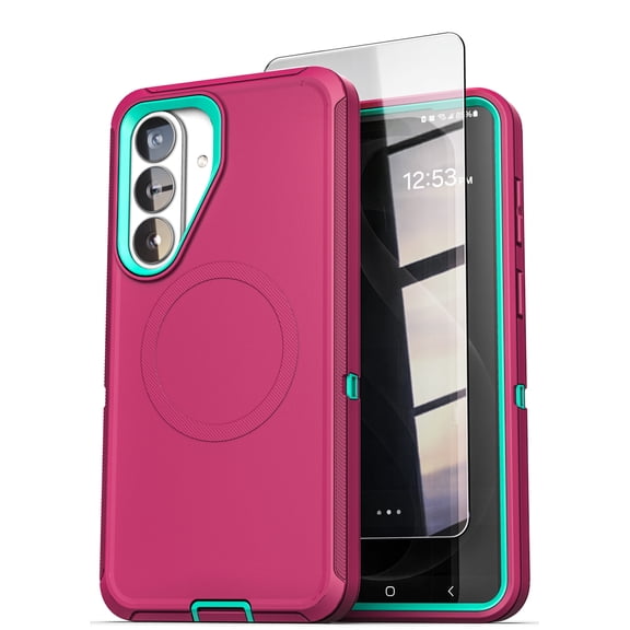 Encased for Samsung Galaxy S26 Plus Case, Ranger Series, Magnetic Heavy Duty Military Grade Protection with Screen Protector, Pink / Teal