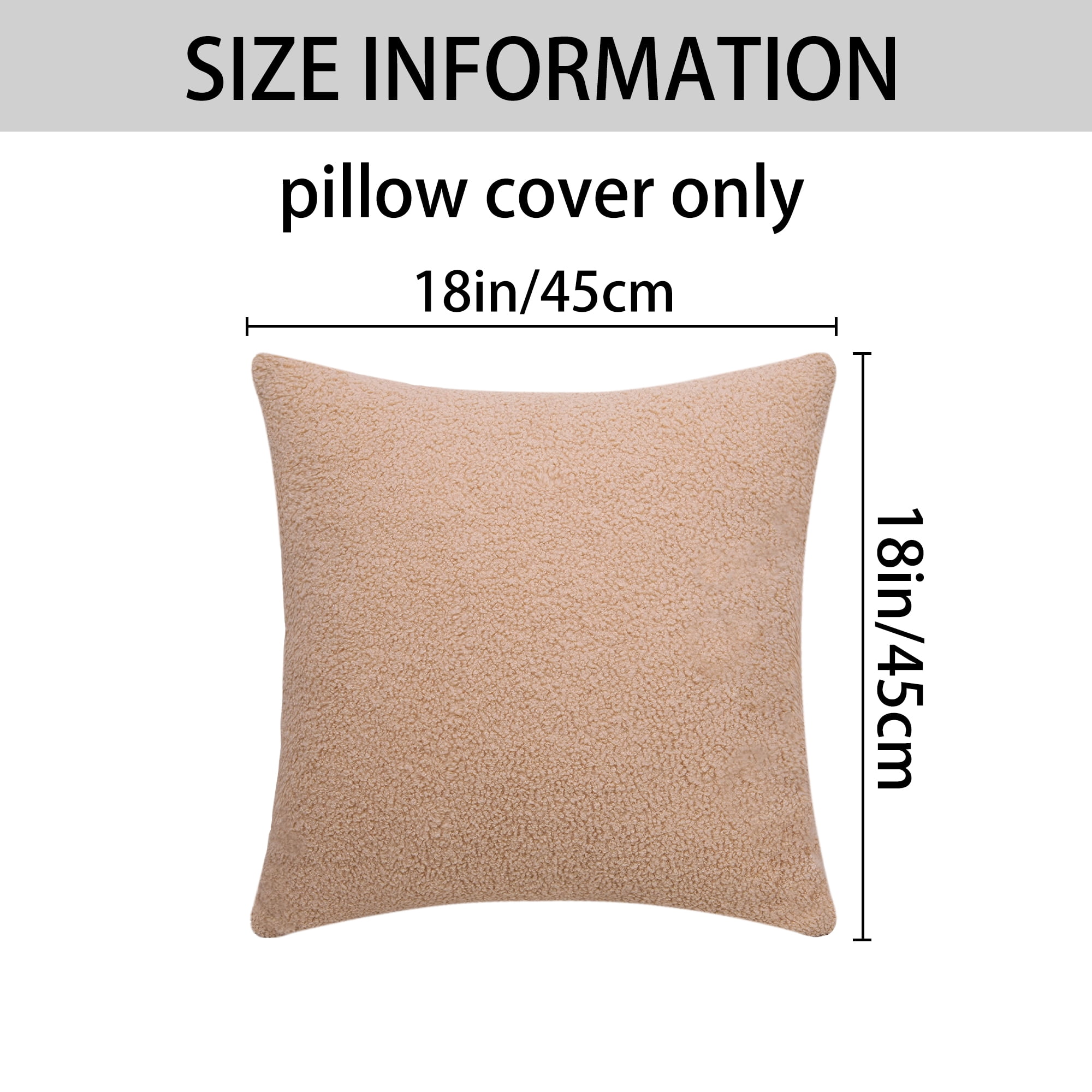 REGALWOVEN Set of 2 Throw Pillow Covers Solid Soft Cushion Pillow Covers for Sofa Living Room Light Brown 18" x 18"