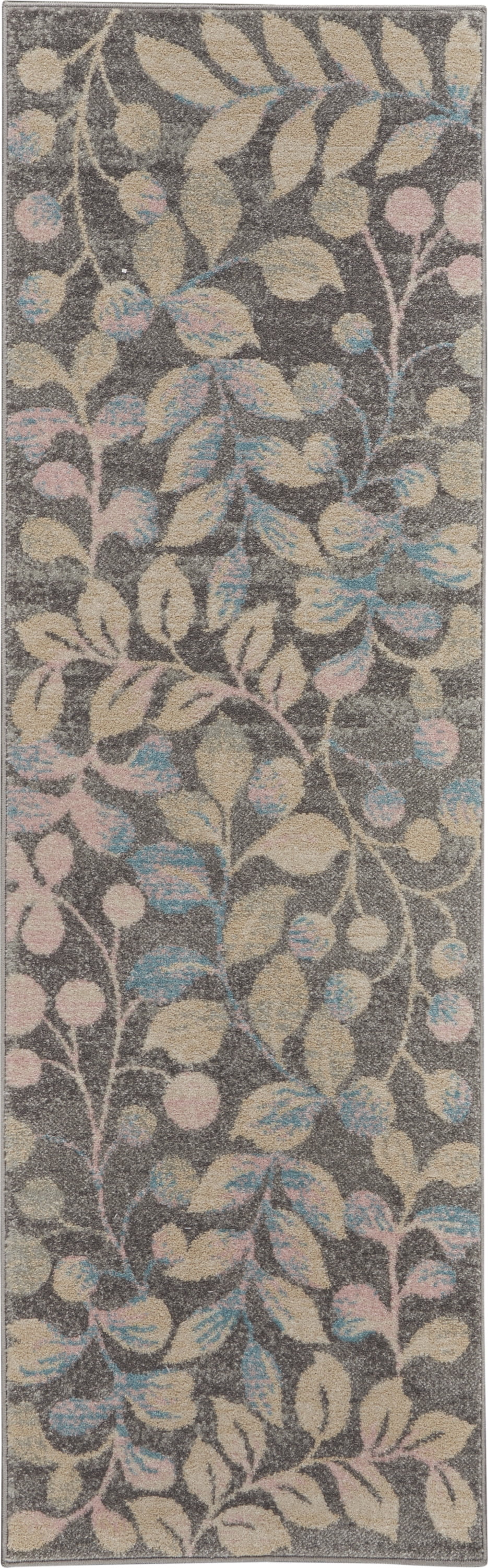 Serene Contemporary Botanical Grey/Beige 2'3" x 7'3" Area Rug, (2' x 7')
