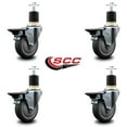 thumbnail image 2 of 4 Inch Thermo Rubber Swivel 1-7/8 Inch Expanding Stem Caster Set with Brake, 2 of 2