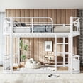 thumbnail image 2 of Leumius Full over Full Bunk Bed Frame with Ladders & Guardrails, Upgraded Round-Pipe Metal Frame, Stylish & Versatile for Any Room,White, 2 of 9