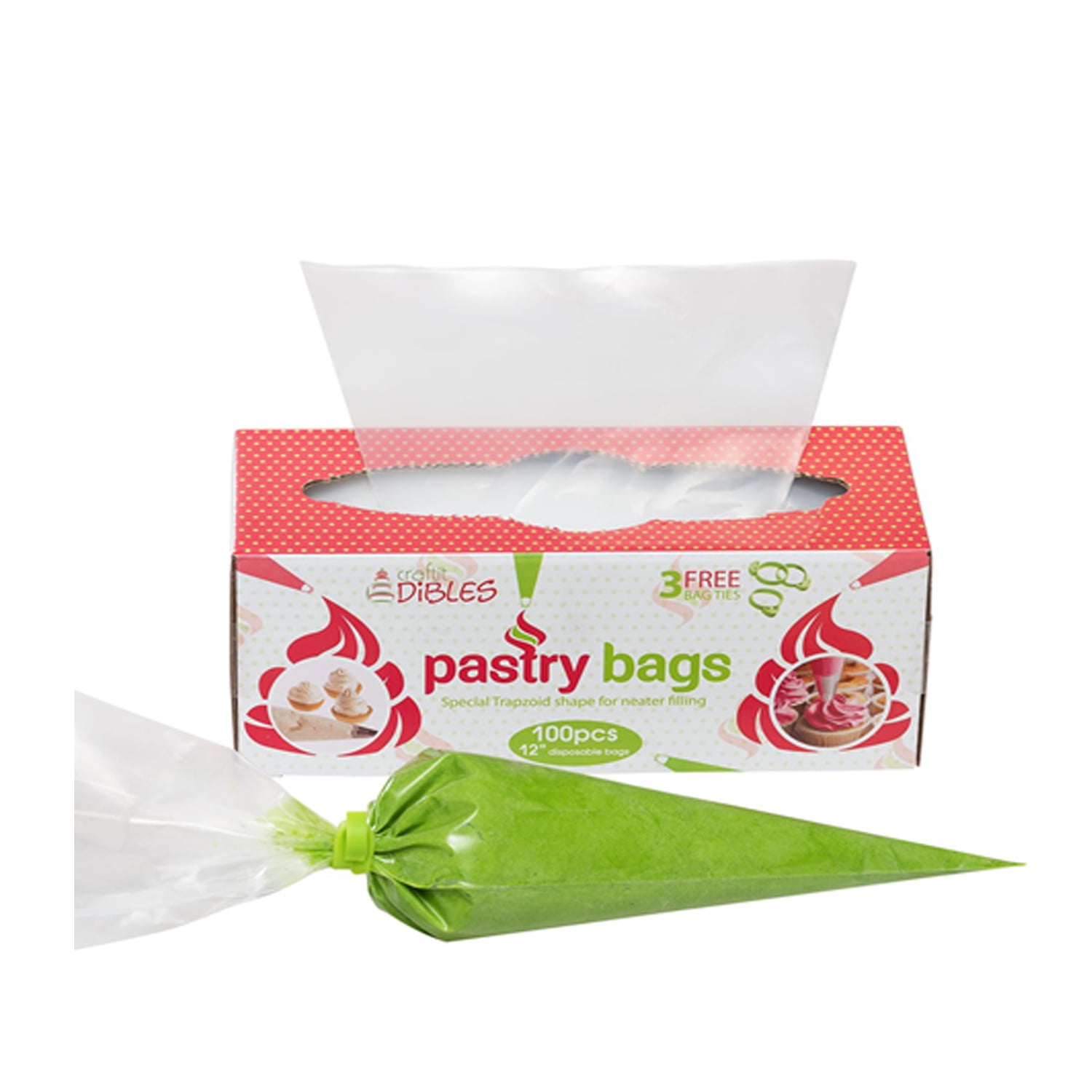 Craftit Edibles Disposable Pastry Bags Small 10 Inch, 100 Count in