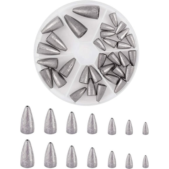47 Pcs 7 Tailles Poids de Pêche Platine Émerillons Poids Émerillons pour Eau Douce Eau Salée Pêche à l'Achigan