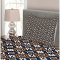 thumbnail image 3 of Ambesonne Boho Quilted Bedspread Set 2 Pcs, Geometrical Pattern, Twin Size, Orange Blue and White, 3 of 4