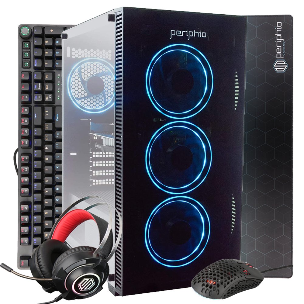 Periphio Blue Gaming PC Tower Desktop Computer, Intel Quad Core i5 3