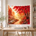 thumbnail image 5 of Vibrant Maple Tree on Forest Path with Stream in Autumn, Serene Illustration for Nature Lovers, Botanical Wall Art, Housewarming Gift, Tapestry Wall Hanging for Bedroom and Living Room, 5 of 7