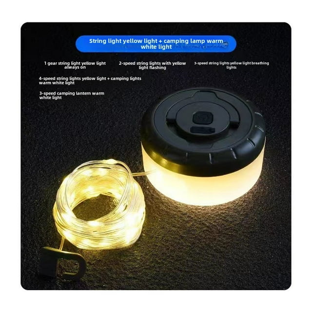 Lanterne de Camping Magnétique Rechargeable de 8M avec Plusieurs Modes d'Éclairage - Design Compact Enroulable, Éclairage Extérieur Durable pour Tentes, Randonnée et Utilisation d'Urgence, Lampe d'Ambiance à Lumière Chaude avec Rangement