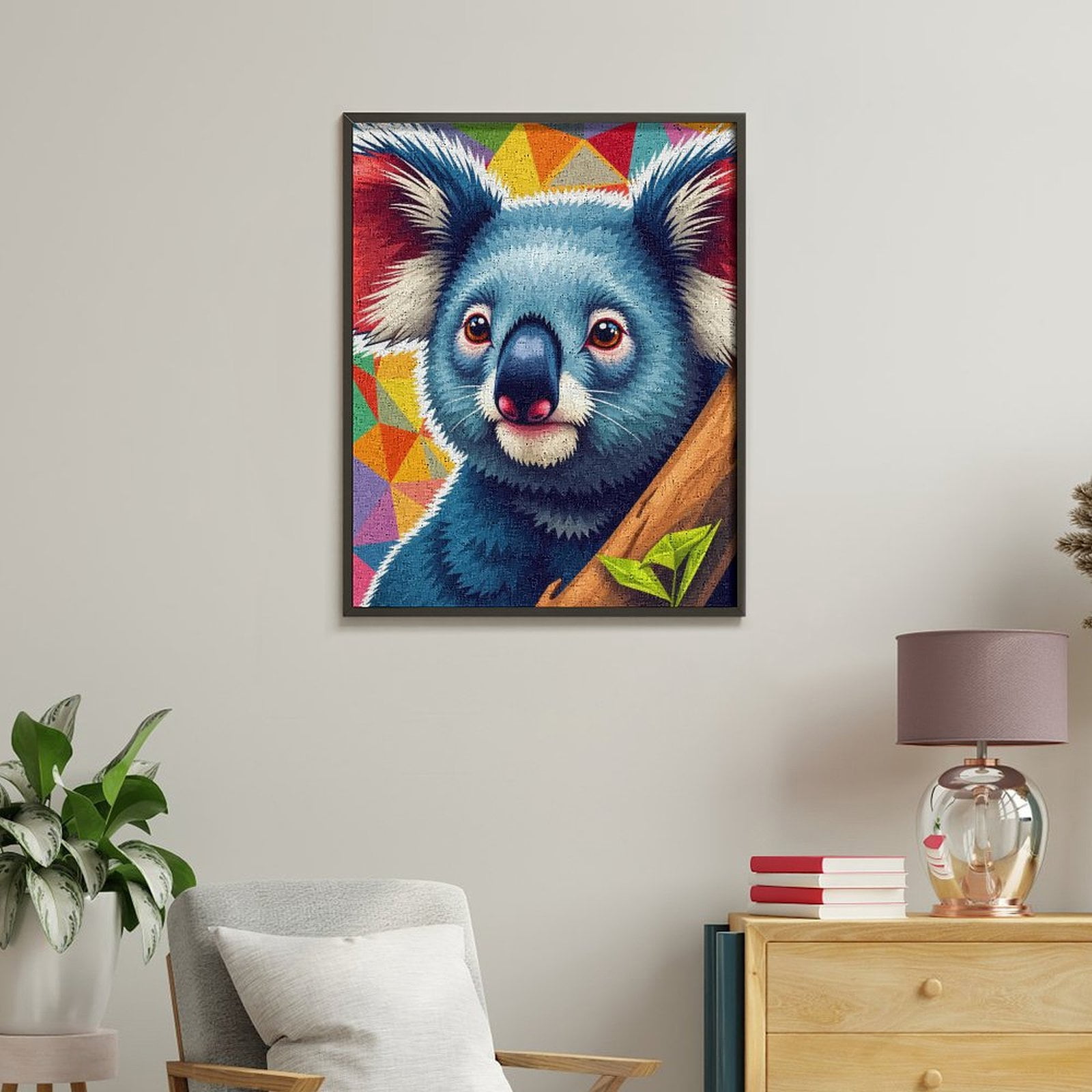 Paint By Numbers Kit for Adults Beginner - DIY Blue Koala Colorful Geometric Art Canvas Painting Kits for Adults, Frameless Paint By Number for Adults for Home Wall Decor 16x20 Inch