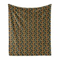 thumbnail image 1 of Orange Blue Soft Flannel Fleece Throw Blanket, Cartoon Floral Pattern with Sunflowers with Peduncles and Polka Dots, Cozy Plush for Indoor and Outdoor Use, 70" x 90", Multicolor, by Ambesonne, 1 of 5
