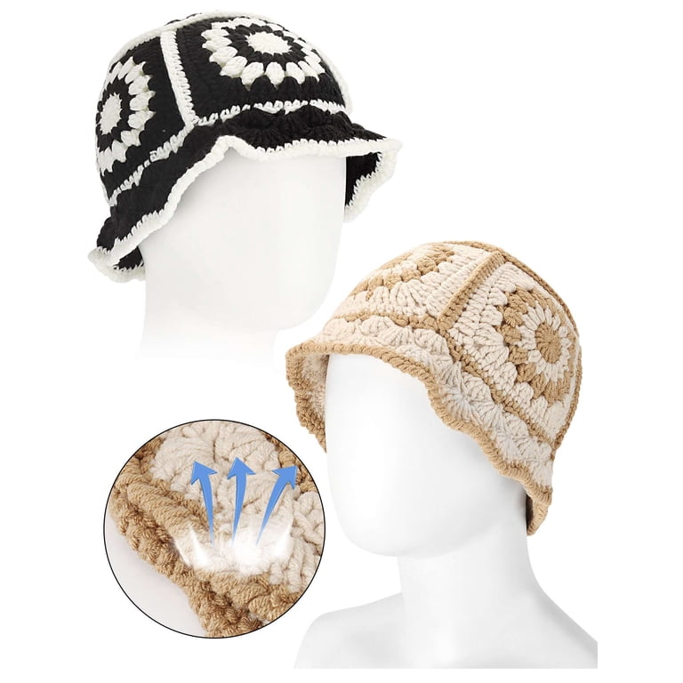 Gustave 2Pcs Crochet Bucket Hat for Women Knitted Handmade  display picture 2