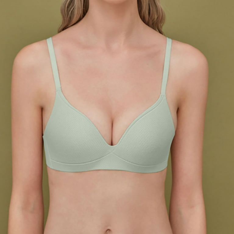 Women'secret Green Seamless Ribbed Bra Top With Removable Cups Women Bras