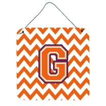 Letter G Chevron Orange and Regalia Wall or Door Hanging Prints