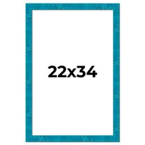 22x34 Frame Blue Teal Burl Wood Picture Frame | 1.75 Inch Moulding Width | Interior Frame Depth 0.5