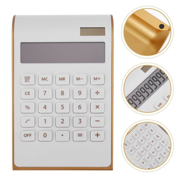 Toyvian White Solar Calculator Portable Desktop Calculator Plastic Office Supply