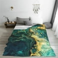 thumbnail image 5 of Honeii Turquoise Golden Swirl Print Fleece Blanket - Throw Blanket for Bed, Sofa, Couch, Camping, and Travel , Microplush Ultra Soft Warm Blanket-50"x40", 5 of 7