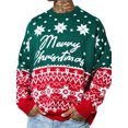 thumbnail image 1 of SUNSIOM Men's Christmas Sweater Snowflake Geometric Pattern Drop Shoulder Long Sleeve Round Neck Knitted Pullover, 1 of 5