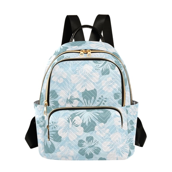 ALAZA Hibiscus with Blue and White Womens Travel Laptop Backpack Large Daypack Ladies Shoulder Bags S