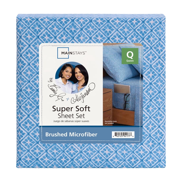 Mainstays by Becky G. & Alejandra Blue Geo Microfiber Bed Sheet