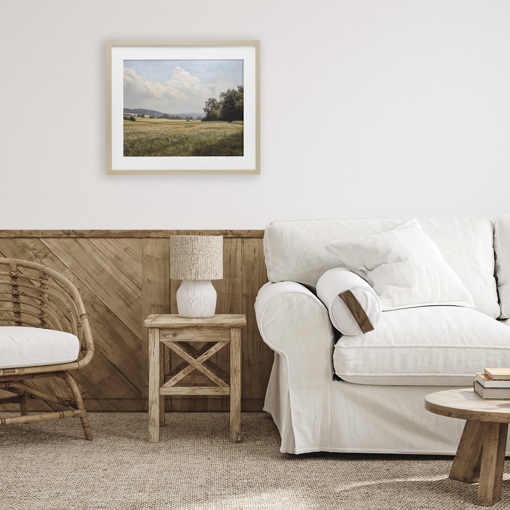 Stupell Industries Summer Landscape Cloudy Meadow Birch Framed Print Under Glass, design by Franklyn Gregory