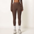 thumbnail image 2 of Women's High Waist Seamless Full-Length Leggings with Compression Fit Stretch Fabric and Minimal Logo Detail - Brown, Medium, 2 of 7