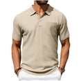 thumbnail image 3 of TAGOLD Mens Summer Short Sleeve Turndown collar Blouse & Shirt Solid Color Half Button Linen Casual Top, 3 of 5