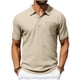 thumbnail image 1 of Casual de Manga Corta de los Hombres Medio Botón Solapa Blusa Superior, Tela de Poliéster Transpirable para Todo el Uso de Temporada, 1 of 7