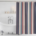 thumbnail image 3 of Blue Red Striped Shower Curtain, Waterproof Shower Curtains for Bathroom, Modern Stripes Art Farmhouse Washable Fabric Bathtub Curtain Set Bath Decor with 12 Hooks 48"x72", 3 of 8
