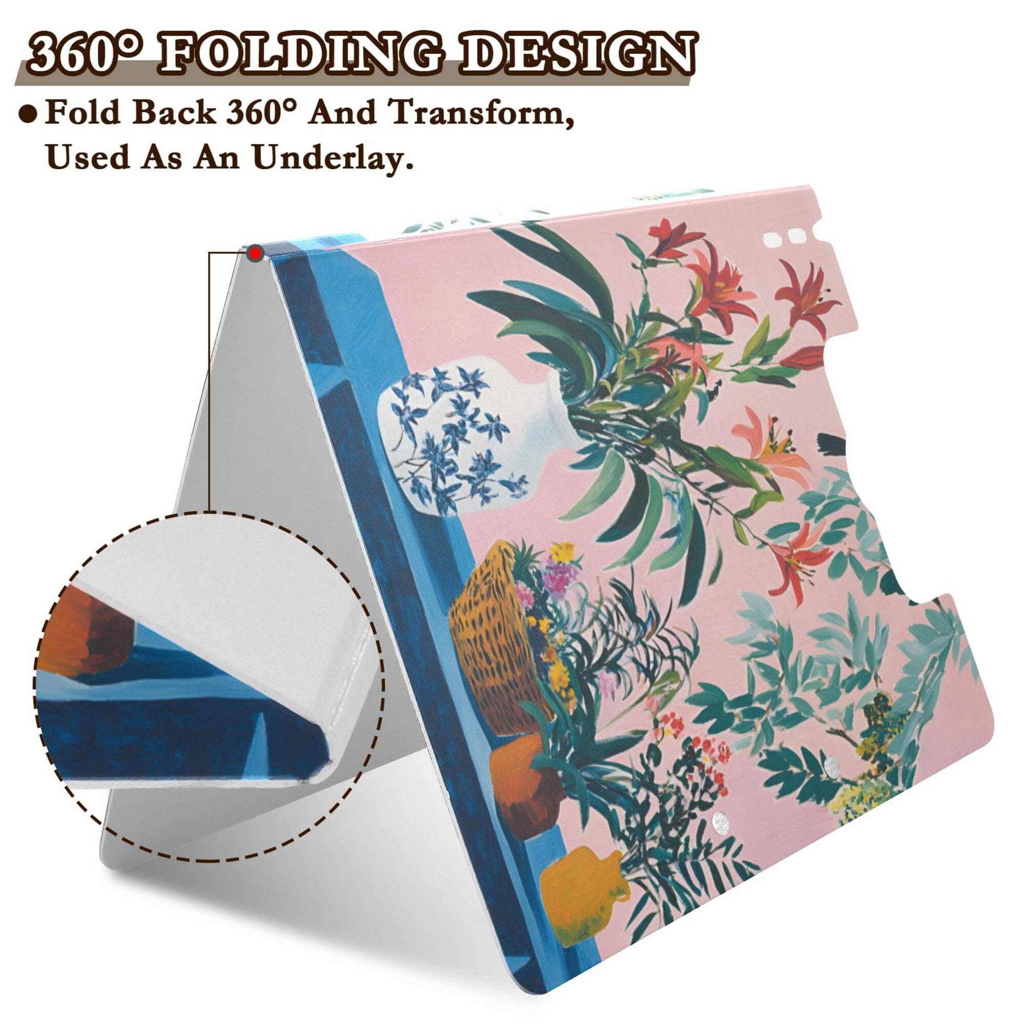FORMRS A4 Clipboard Folder with Pen Holder Horizontal Foldable School Office Binder, Vibrant Flowers