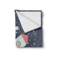 thumbnail image 2 of Outer Space Soft Flannel Fleece Throw Blanket, Galaxy Themed Cartoon with Rocket Stars and Planets, Cozy Plush for Indoor and Outdoor Use, 60" x 80", Coral Dark Indigo, by Ambesonne, 2 of 5