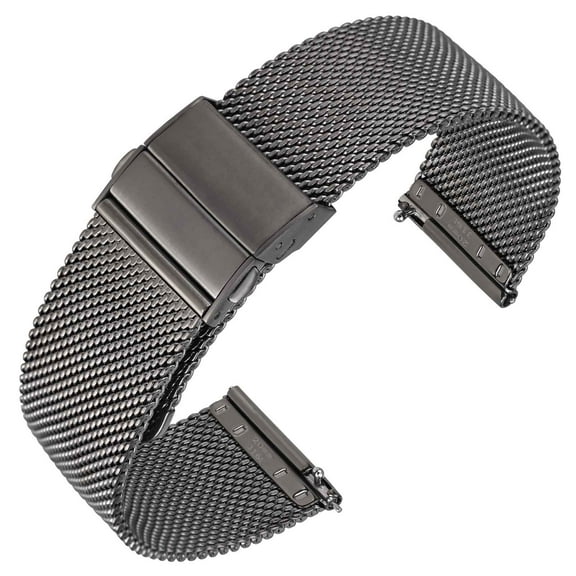 ANNEFIT Mesh Metal Watch Band, 316L Stainless Steel Watch Strap, Quick Release Replacement Bracelet 18mm (Space Grey)
