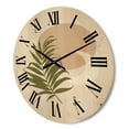 thumbnail image 3 of Designart 'Abstract Moon and Sun With Green Leaf II' Modern Wood Wall Clock, 3 of 5