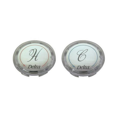 SHD0254 C Faucet Hot & Cold Handle Cap, DeltaDelex, Acrylic With Silver Insert, 15/16In