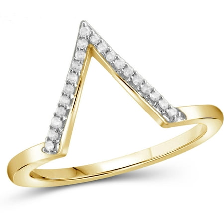 JewelersClub White Diamond Accent 14kt Gold Over Silver Triangle Shape Open Ring