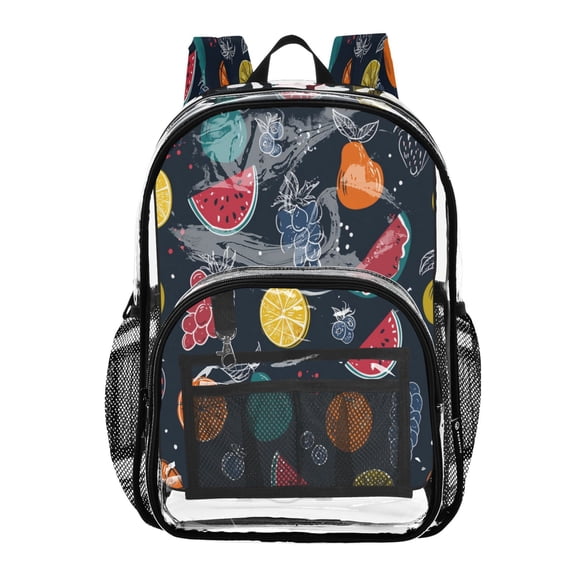 PVC Transparent Backpacks Clear Backpack for Travel and Outings Cartoon Variety Of Fruits