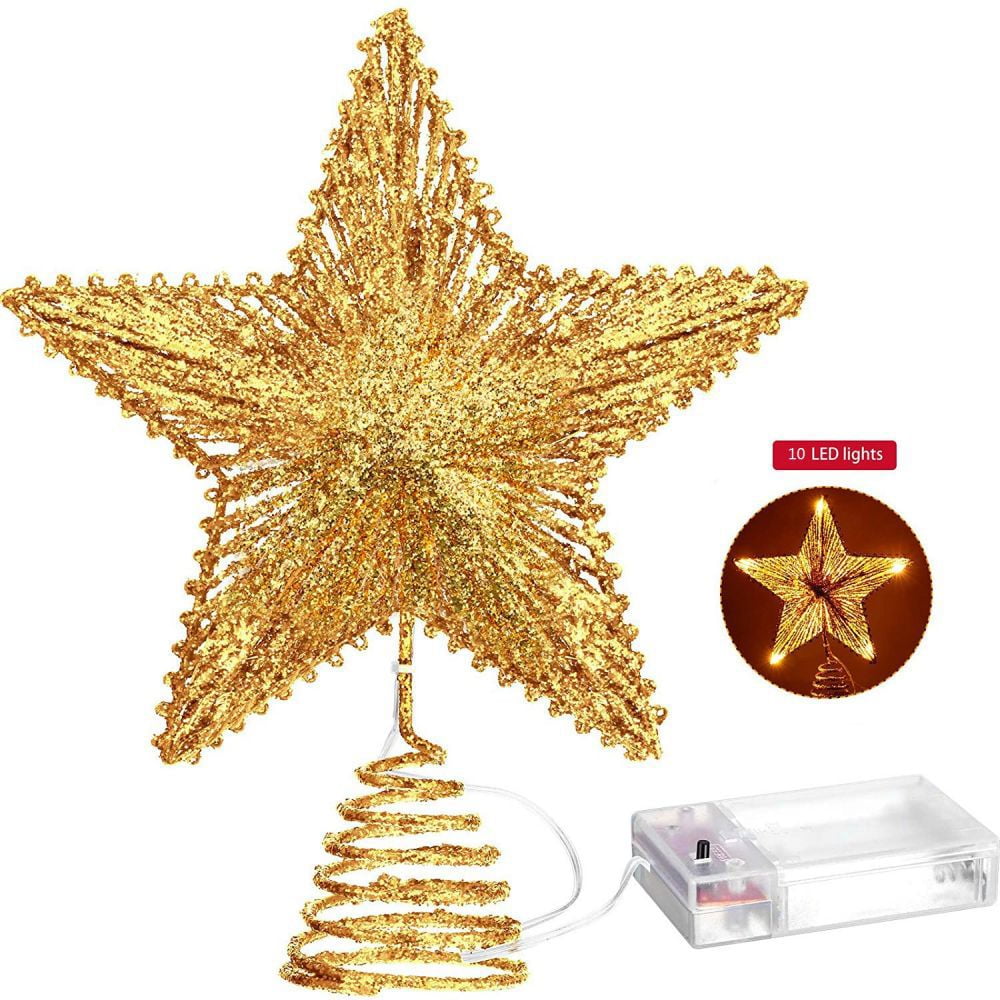 Christmas Tree Topper, Lighted Star Tree Topper with 20 LED, Star Snowflake Tree Topper for Xmas
