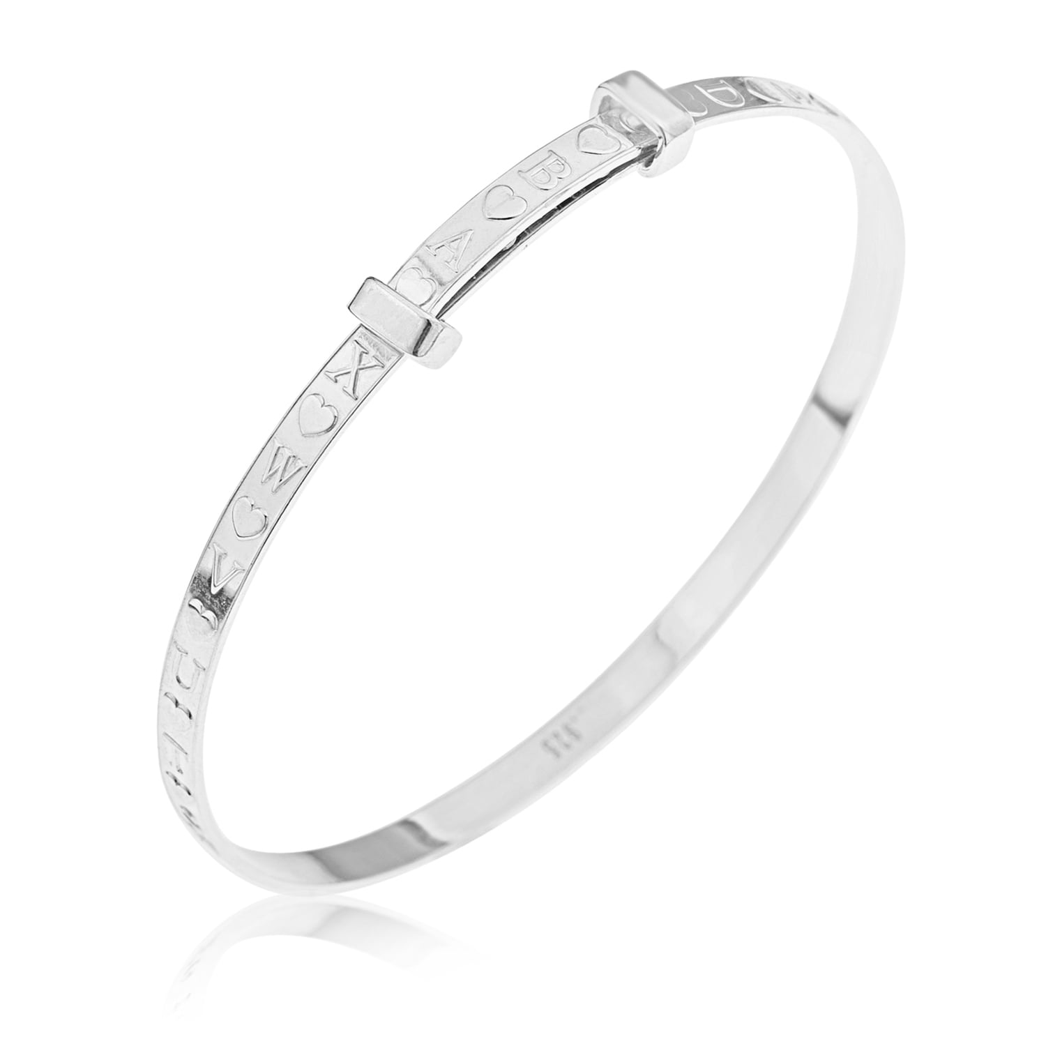 Baby Bangle ABC Bracelet Sterling Silver Baby Shower - Baptism Christening Gift Boy and Girl
