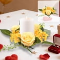thumbnail image 2 of HuiXinOu Silk Rose Wreath with Candlestick - Artificial Floral Arrangement for Wedding, Party, Table Decor, February 14 Romantic Ambiance, Home Celebration, 2 of 6