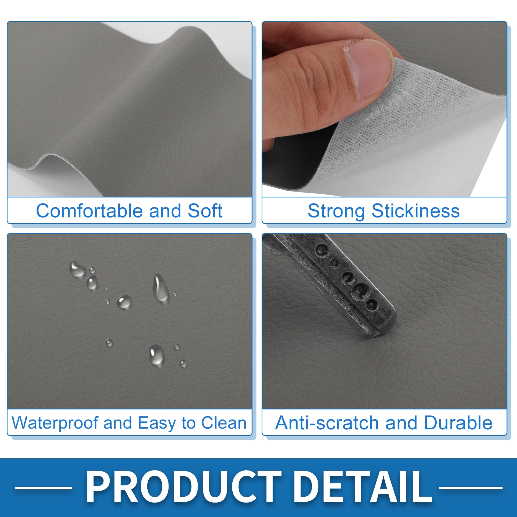 Unique Bargains Self Adhesive Leather Repair Patch Strong Stickiness Leather Repair Tape Leather 1 Pcs Gray 17" x 79"