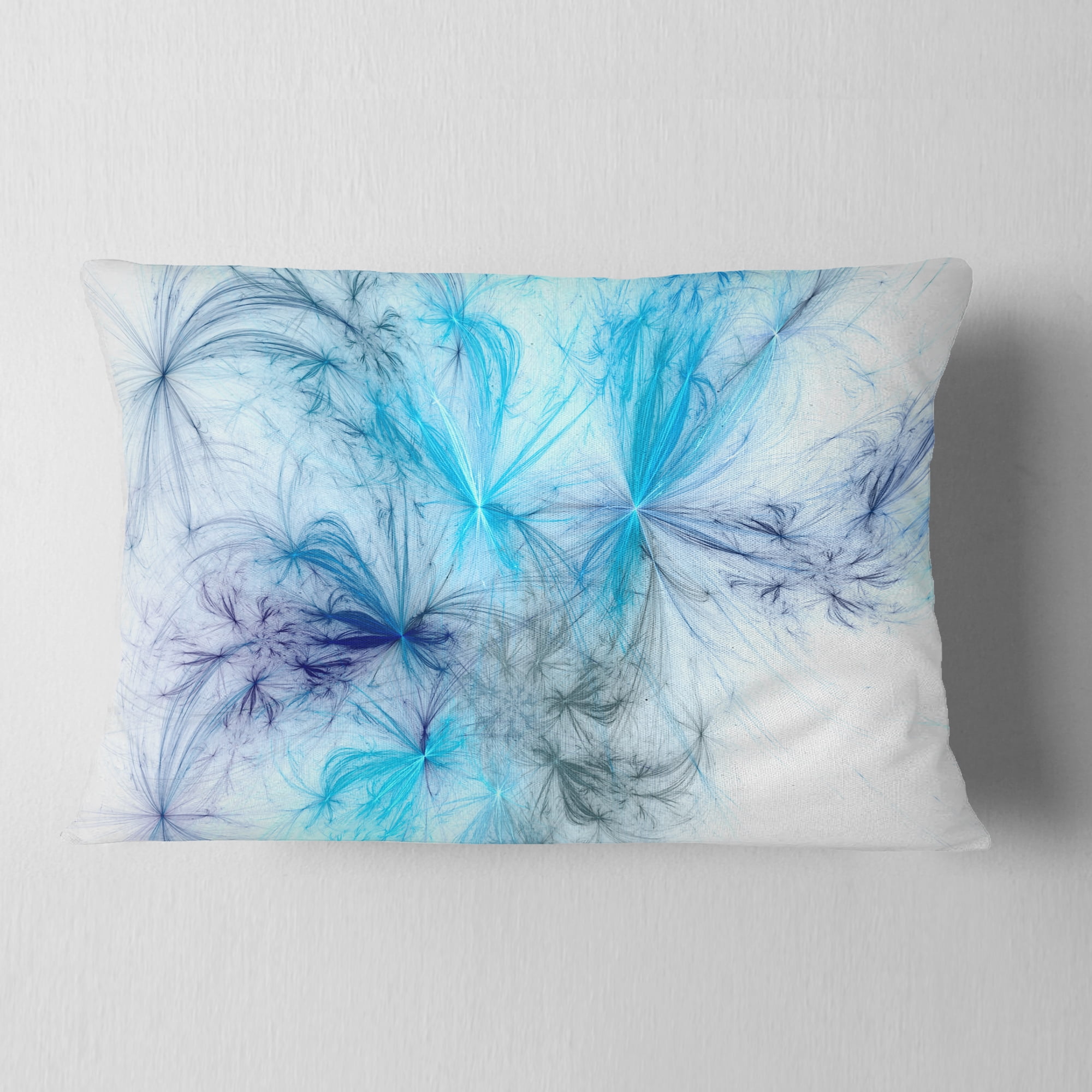 Designart Christmas Fireworks Light Blue - Abstract Throw Pillow - 12x20