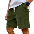 thumbnail image 3 of Men's Corduroy Shorts with Elastic Drawstring Waist and Side Pockets Featuring Casual Loose Fit Army Green L, 3 of 8
