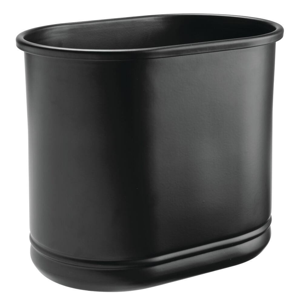 mDesign Slim Small Oval Metal Trash Can Wastebasket, Garbage Bin