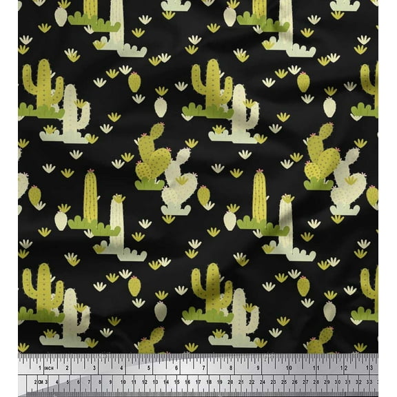Soimoi Cotton Voile Fabric Cactus Tree Print Fabric by Yard 42 Inch Wide