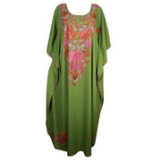 Mogul Womens Evening Designer Caftan Kashmiri Embroidered Kaftan Cover Up Kimono Sleeve Luxury Maxi Dress