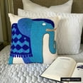 thumbnail image 3 of The HomeCentric Toss Pillow Covers Couch Pillow&nbsp;Cases Pillow Covers Pack of 2 14x14 inch (35x35 cm) Blue Cotton Throw Pillow Covers Handmade Pillow Covers Traditional Animal Print - Blue Elephant, 3 of 10